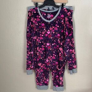 Cuddl Duds Valentine Heart Print Velour Pajama Lounge Set Women’s XL